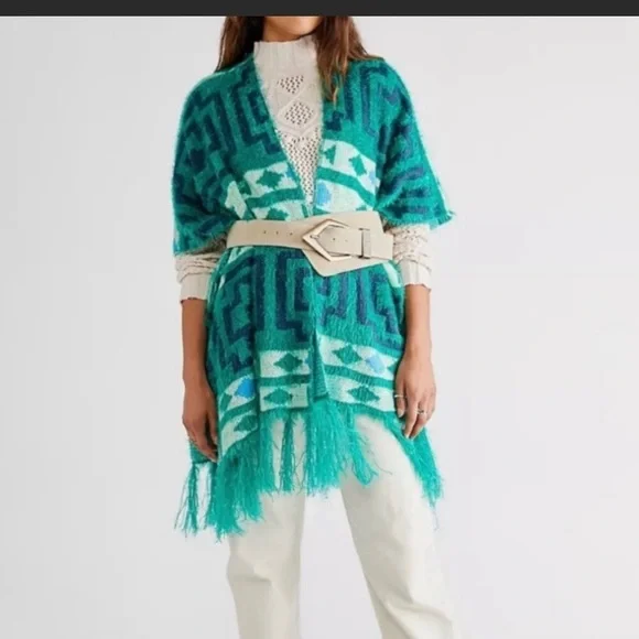 Free People☀️Diamond back kimono in green - Picture 1 of 11